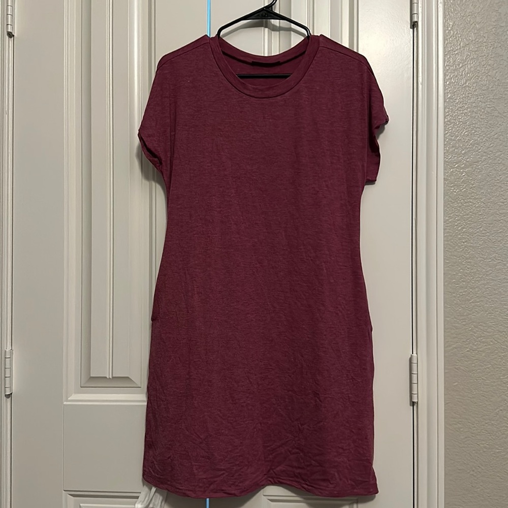 SHEIN cotton red knee length dress with pockets